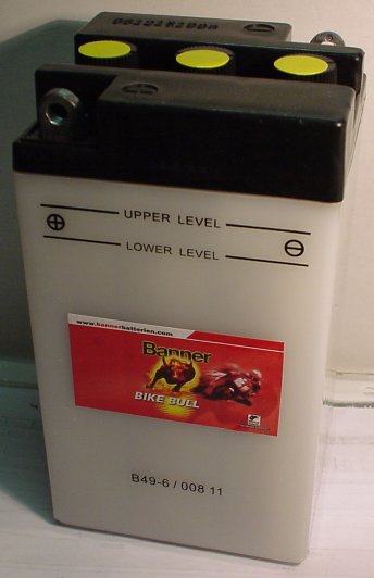 Motorradbatterie 6V/8Ah(C10) im wei�en Plastegeh�use Bike Bull 00811