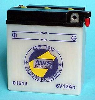 Motorradbatterie 6V/12Ah(C20) AWS  01214