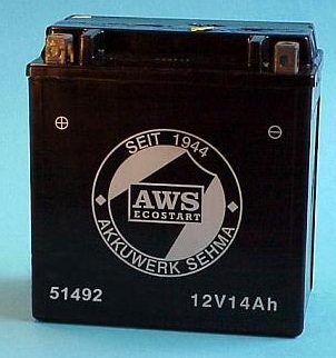 Motorradbatterie 12V/14 Ah(C20) AWS 51492