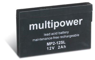 multipower Batterie 12V/2 Ah(C20)  schmale Bauform (SL)  Multipower MP2-12SL